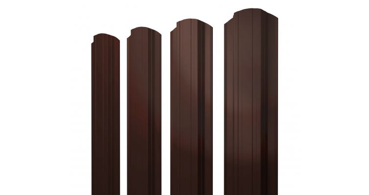 Металлический штакетник прямоугольный фигурный коричневый РЕ 0,40мм 8017