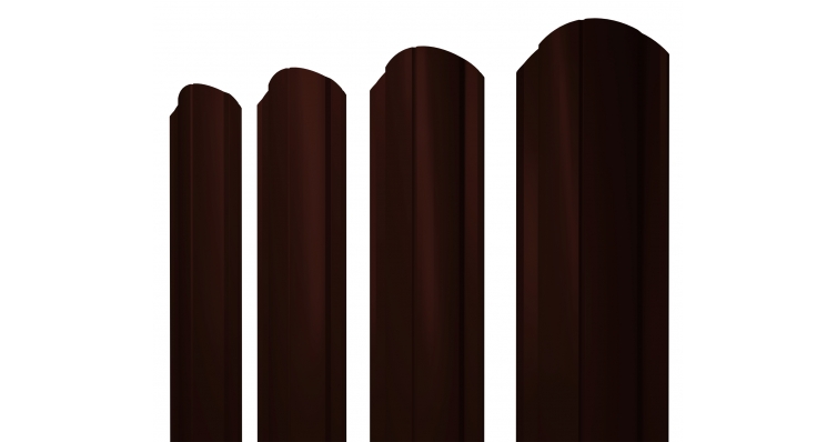 Металлический штакетник Полукруглый Slim фигурный коричневый
