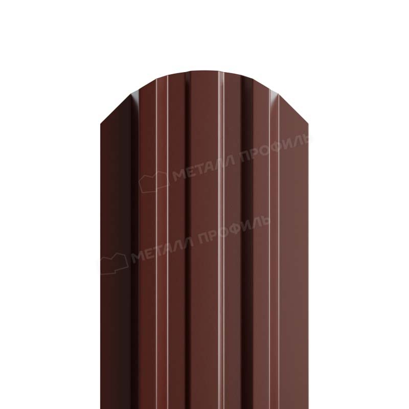 Штакетник металлический МП LANE-O фигурный PE двусторонний 0,45мм, Штакетник металлический МП LANE-O М-образный фигурный верх PE двусторонний 0,45мм коричневый 8017