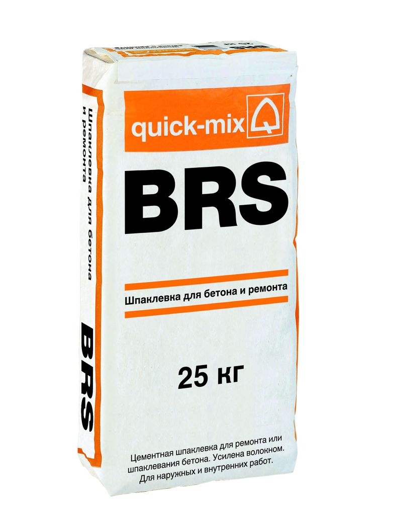 Quick-Mix  72338 BRS Шпатлевка для бетона и ремонта усиленная волокном до 15 мм Квик-Микс