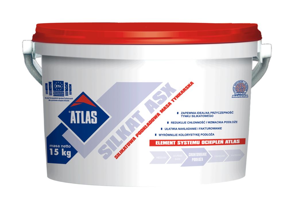 Atlas  SILKAT ASX грунтовка по силикатную штукатурку Атлас, подкладочная штукатурка 15 кг