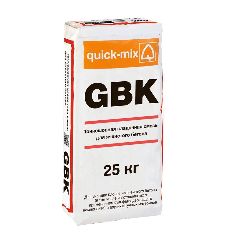 GBK Тонкошовная кладочная смесь для ячеистого бетона, серая quick-mix