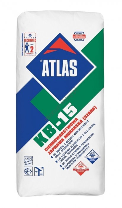 Atlas  Традиционная строительная смесь Клей и штукатурка для пено- и газобетона KB-15 АТЛАС клей/армирование газобетона толщина от 2-10мм