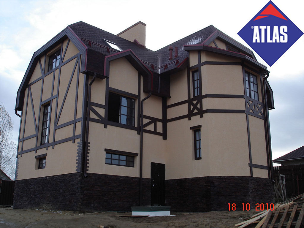 Мистолово. Система АТЛАС СТОПТЕР - утепление пенополистерол, фасадная штукатурка - силикатная Atlas (Польша).