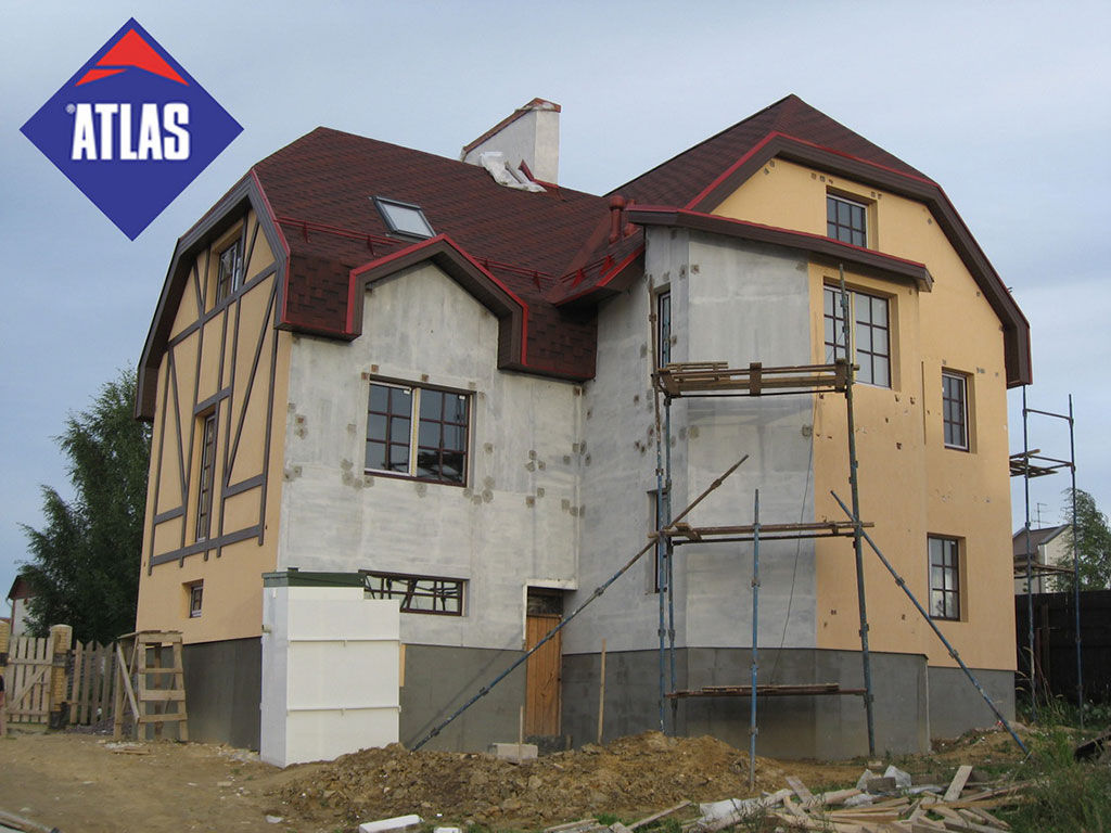 Мистолово. Система АТЛАС СТОПТЕР - утепление пенополистерол, фасадная штукатурка - силикатная Atlas (Польша).