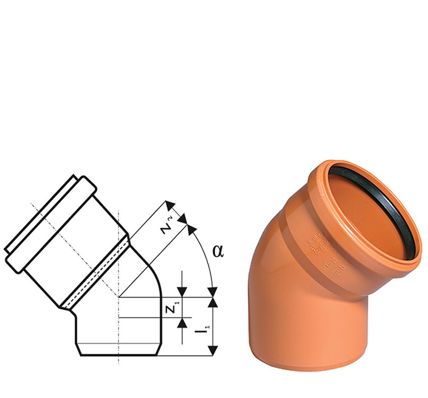 Отвод наружный Ostendorf 67°110 мм, Отвод 67&deg;