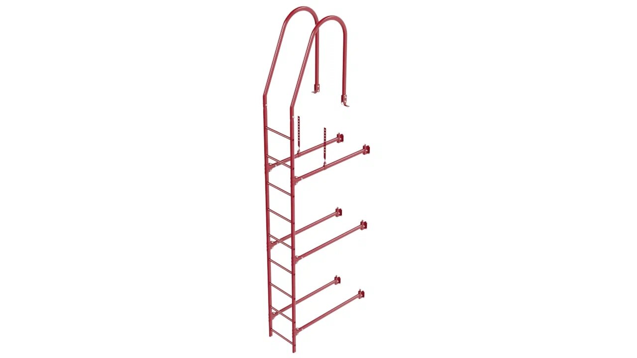 Комплект фасадной лестницы Borge (Верхняя секция) 2,7м , рубиново-красный (3003)