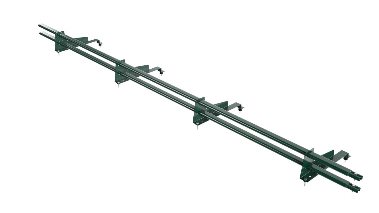 Снегозадержатель трубчатый BORGE для металлочерепицы с высокой ступенькой (шаг обрешетки 400мм)   3м, темно-зеленый (6005)