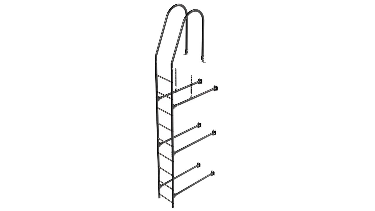 Комплект фасадной лестницы, матовый Borge <b>(Верхняя секция)</b> 2,7м , черный матовый (9005 matt)