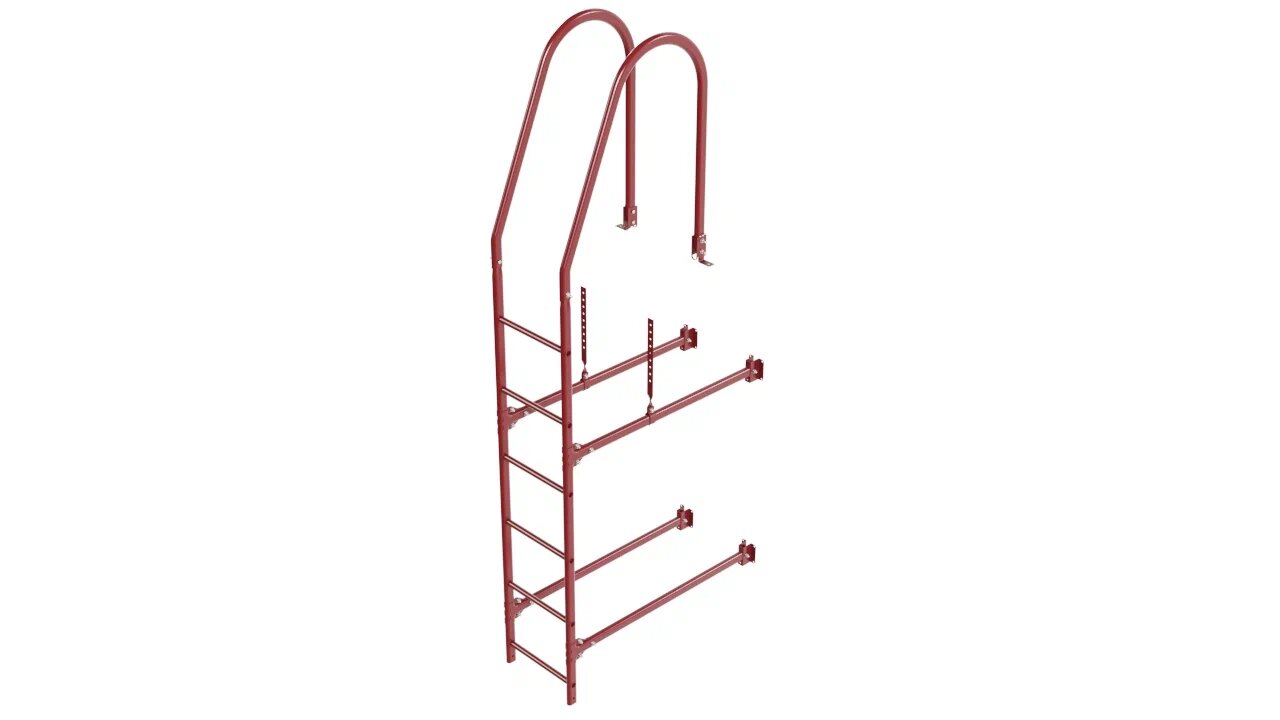 Комплект фасадной лестницы Borge <b>(Верхняя секция)</b> 1,8м , красный (3011)