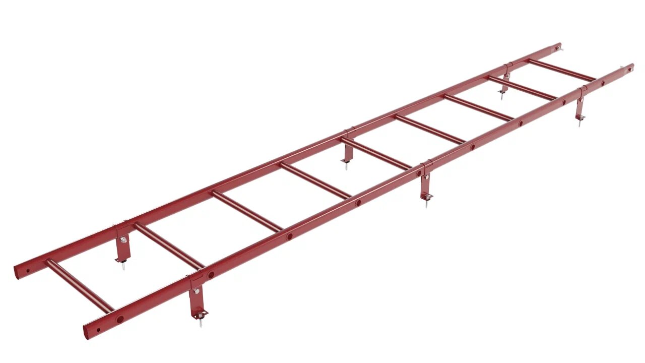 Комплект кровельной лестницы Borge для кровли из металлочерепицы и битумной черепицы, 2,7 м, красный (3011)