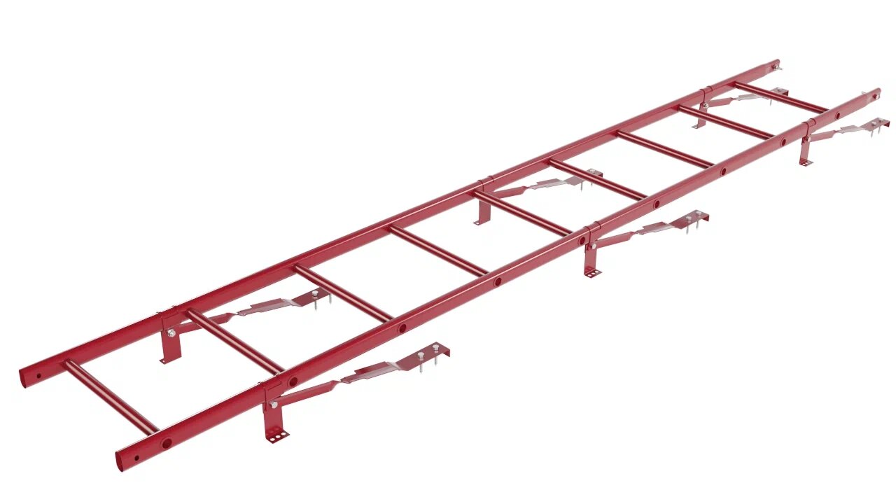 Комплект кровельной лестницы Borge для натуральной черепицы, 2,7 м, рубиново-красный (3003) 