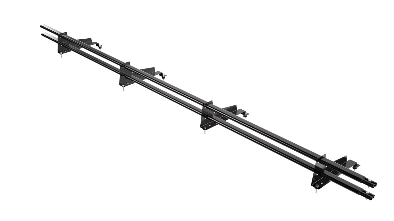 Снегозадержатель трубчатый BORGE для металлочерепицы с высокой ступенькой (шаг обрешетки 350 мм) 3м, матовый, черный матовый (9005 matt) 