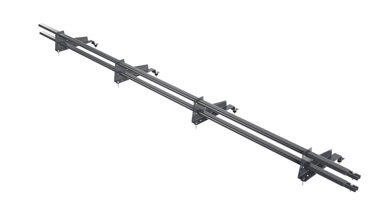 Снегозадержатель трубчатый BORGE для металлочерепицы с высокой ступенькой (шаг обрешетки 350 мм) 3м, матовый, темно-серый матовый (7024 matt)