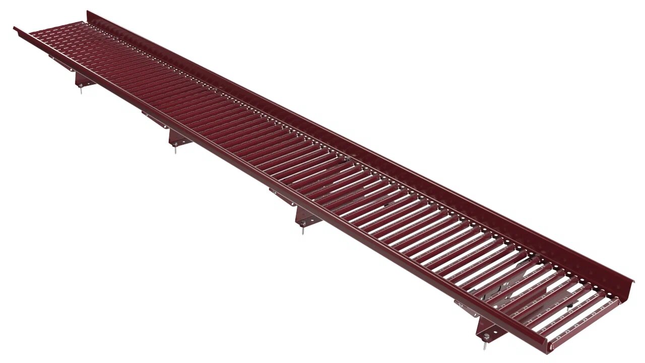 Переходной мостик Borge для металлочерепицы с высокой ступенькой (длина волны 400мм) 3м, темно-красный (3005) 
