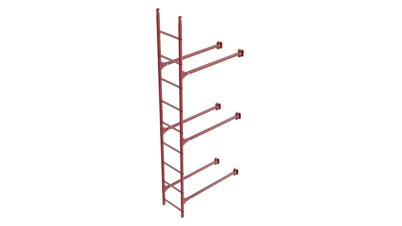 Комплект фасадной лестницы Borge (Нижняя секция) 2,7м , красный (3011) 