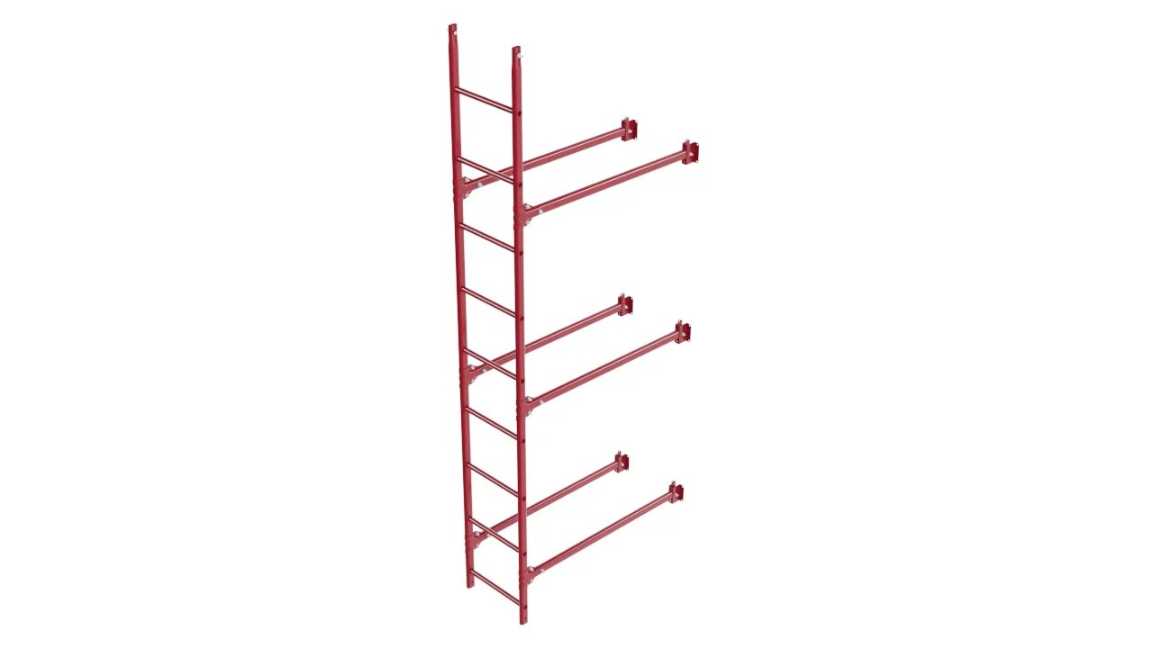 Комплект фасадной лестницы Borge (Нижняя секция) 2,7м , рубиново-красный (3003)