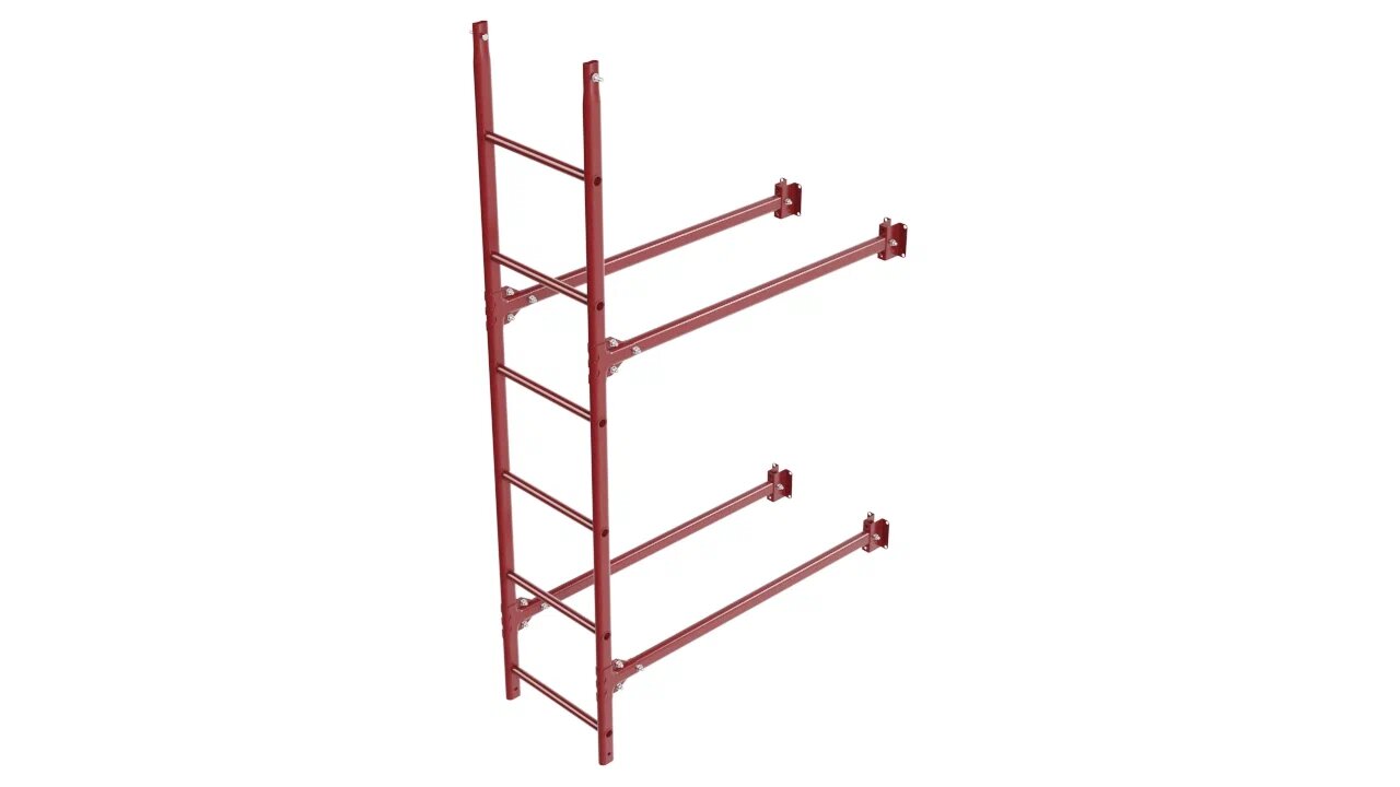 Комплект фасадной лестницы Borge <b>(Нижняя секция)</b> 1,8м , красный (3011)