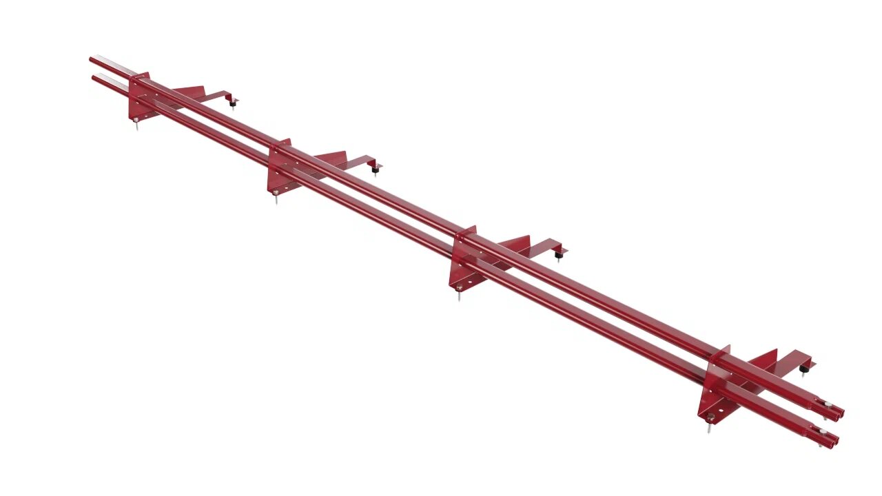 Снегозадержатель трубчатый BORGE для металлочерепицы с высокой ступенькой (шаг обрешетки 400мм)   3м, рубиново-красный (3003)