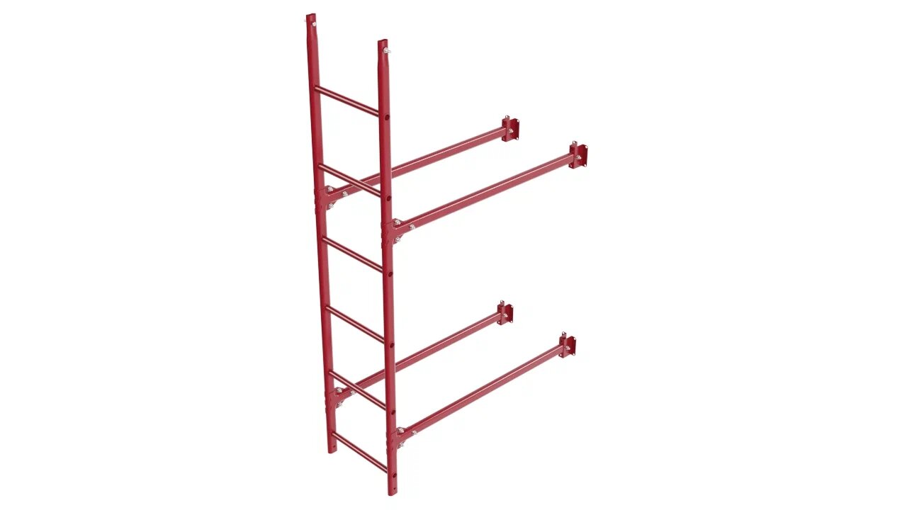 Комплект фасадной лестницы Borge <b>(Нижняя секция)</b> 1,8м , рубиново-красный (3003)