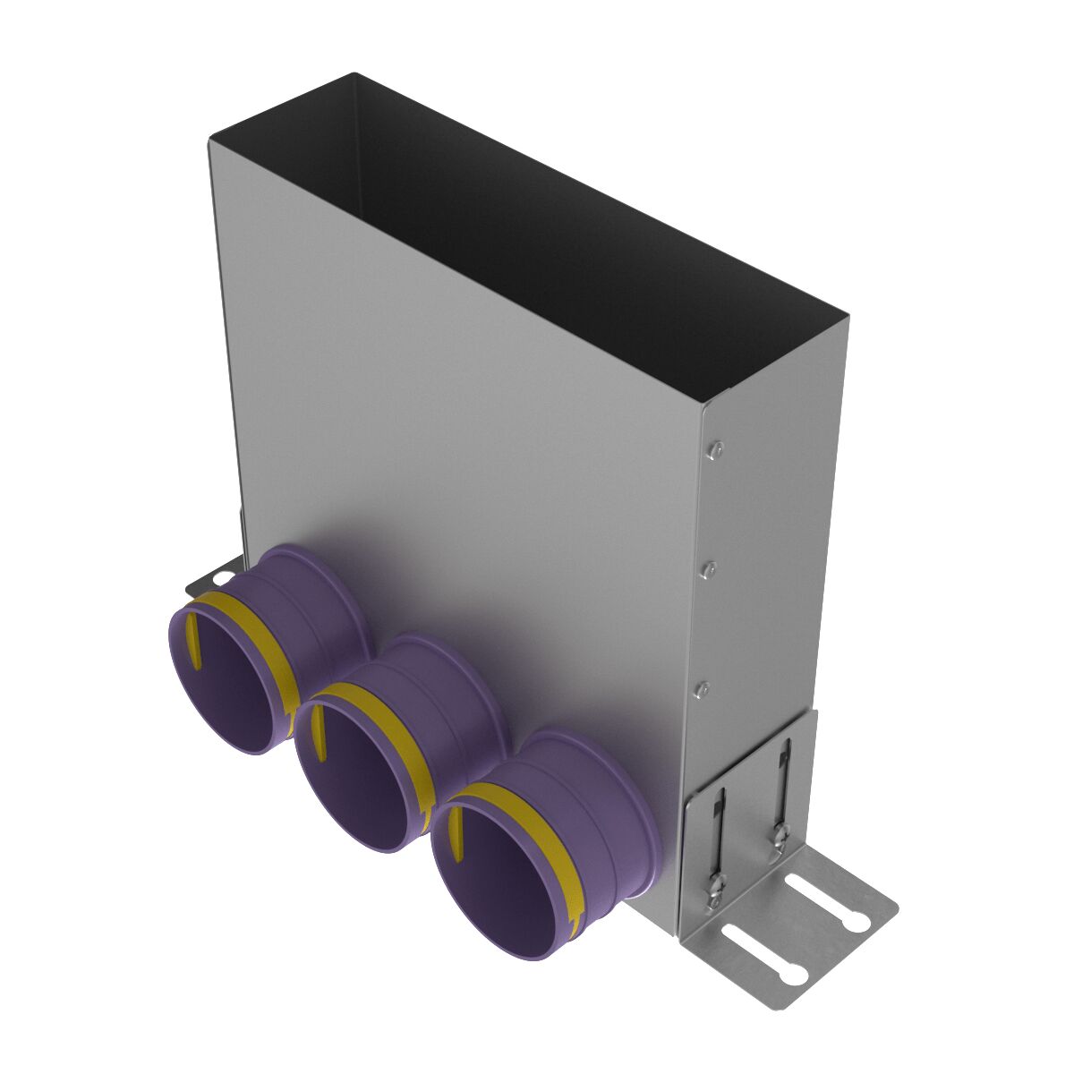 Пленум угловой прямоугольный на 3 выхода VPU 300х90/75х3 Provent, серый