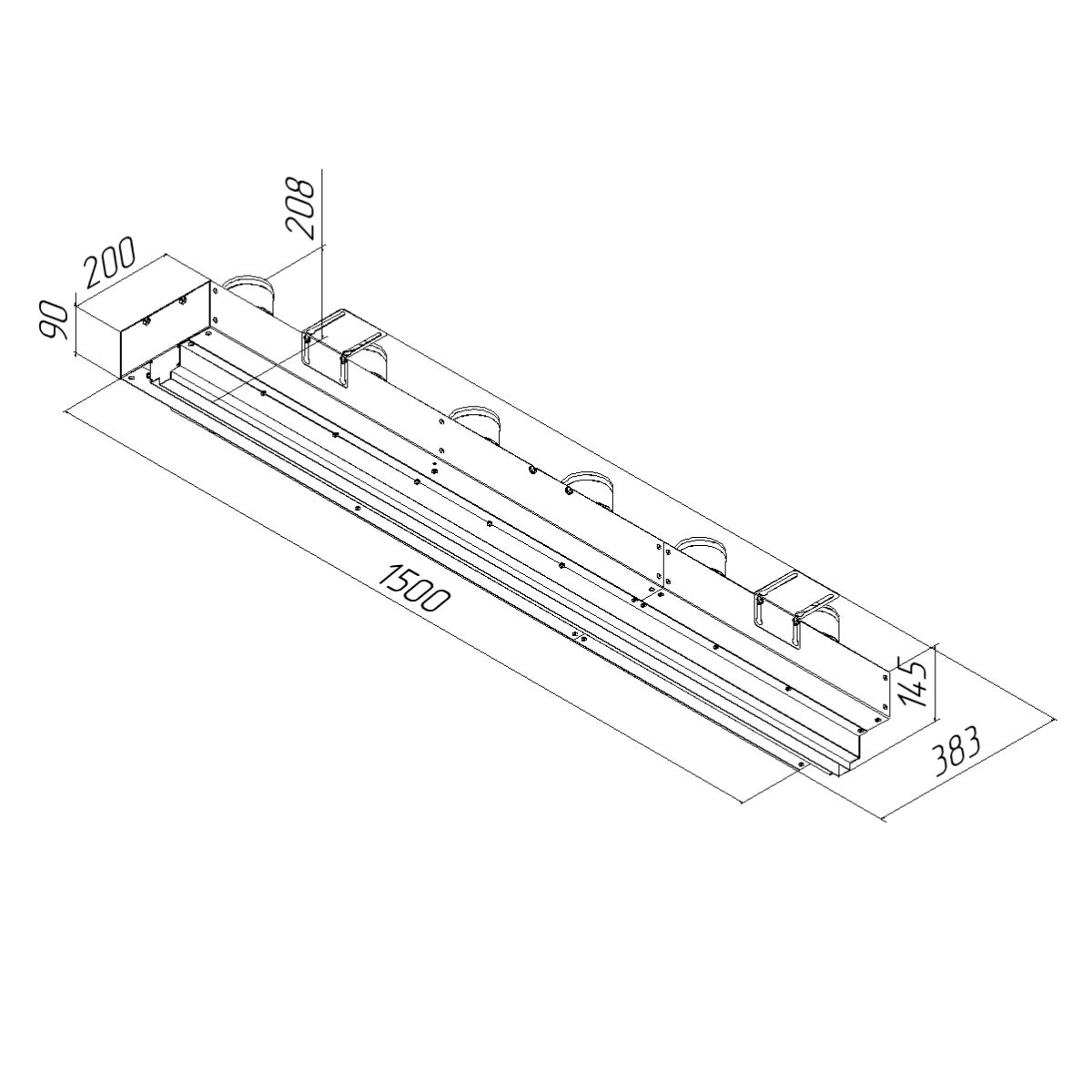 Щелевой диффузор в гипрок с КСД на 6 прямых выходов VPNDG/F 1500/75х6 Provent
