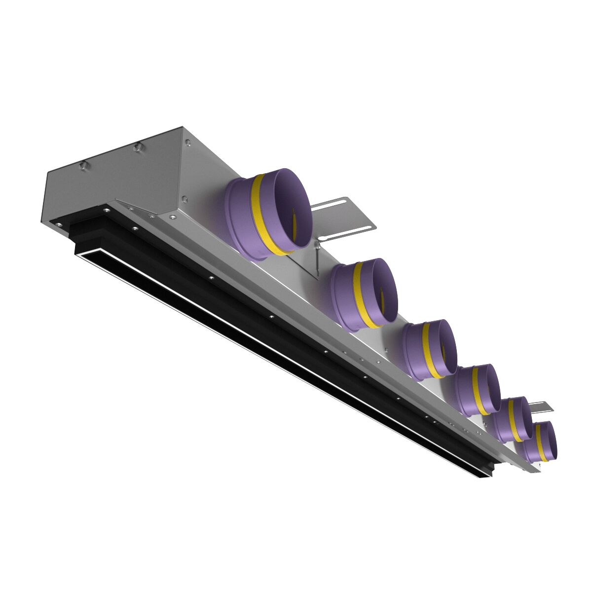 Компактный щелевой диффузор для натяжного потолка с КСД на 6 выходов VPNDU 1500х25/75х6 Provent