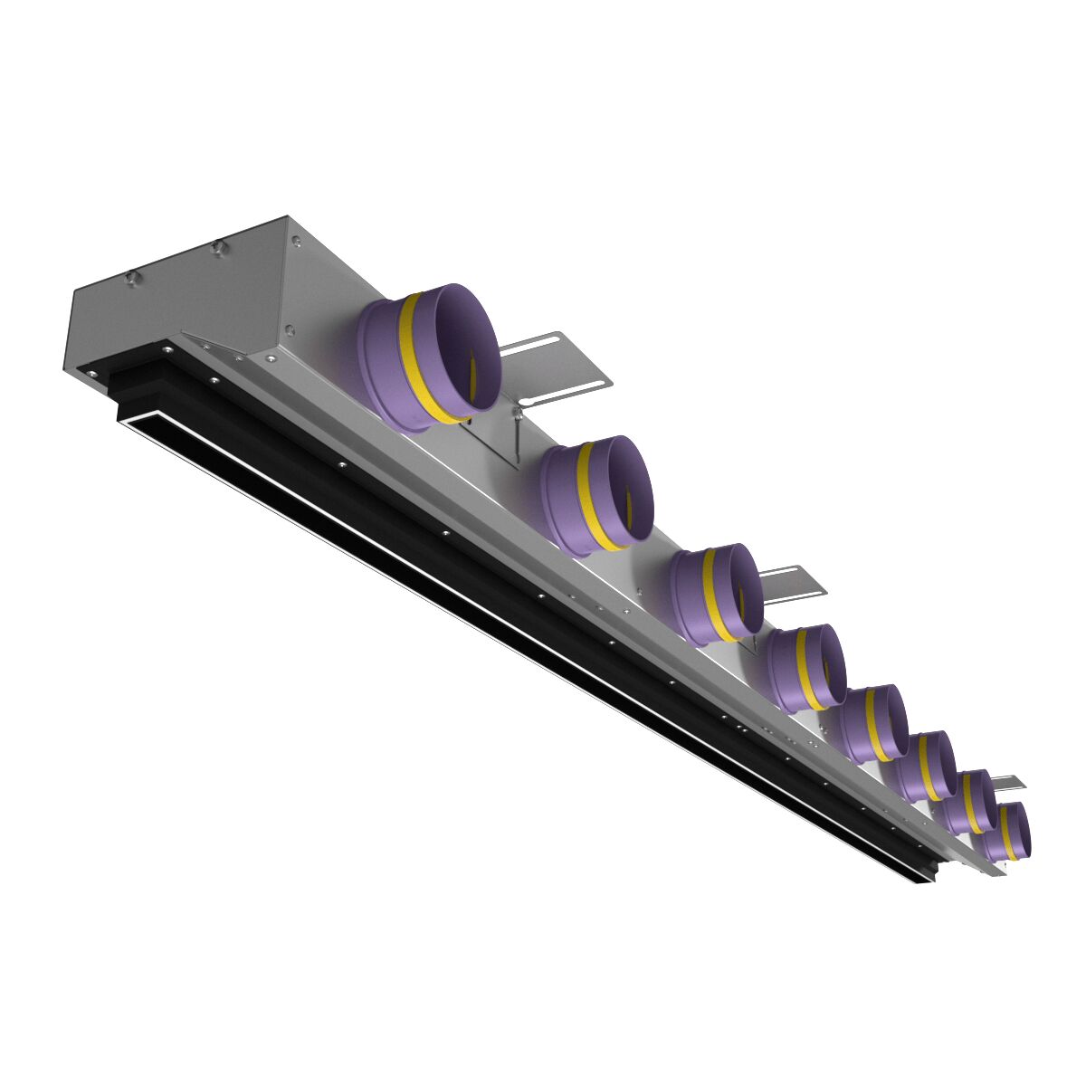 Компактный щелевой диффузор для натяжного потолка с КСД на 8 выходов VPNDU 2000х25/90х8 Provent