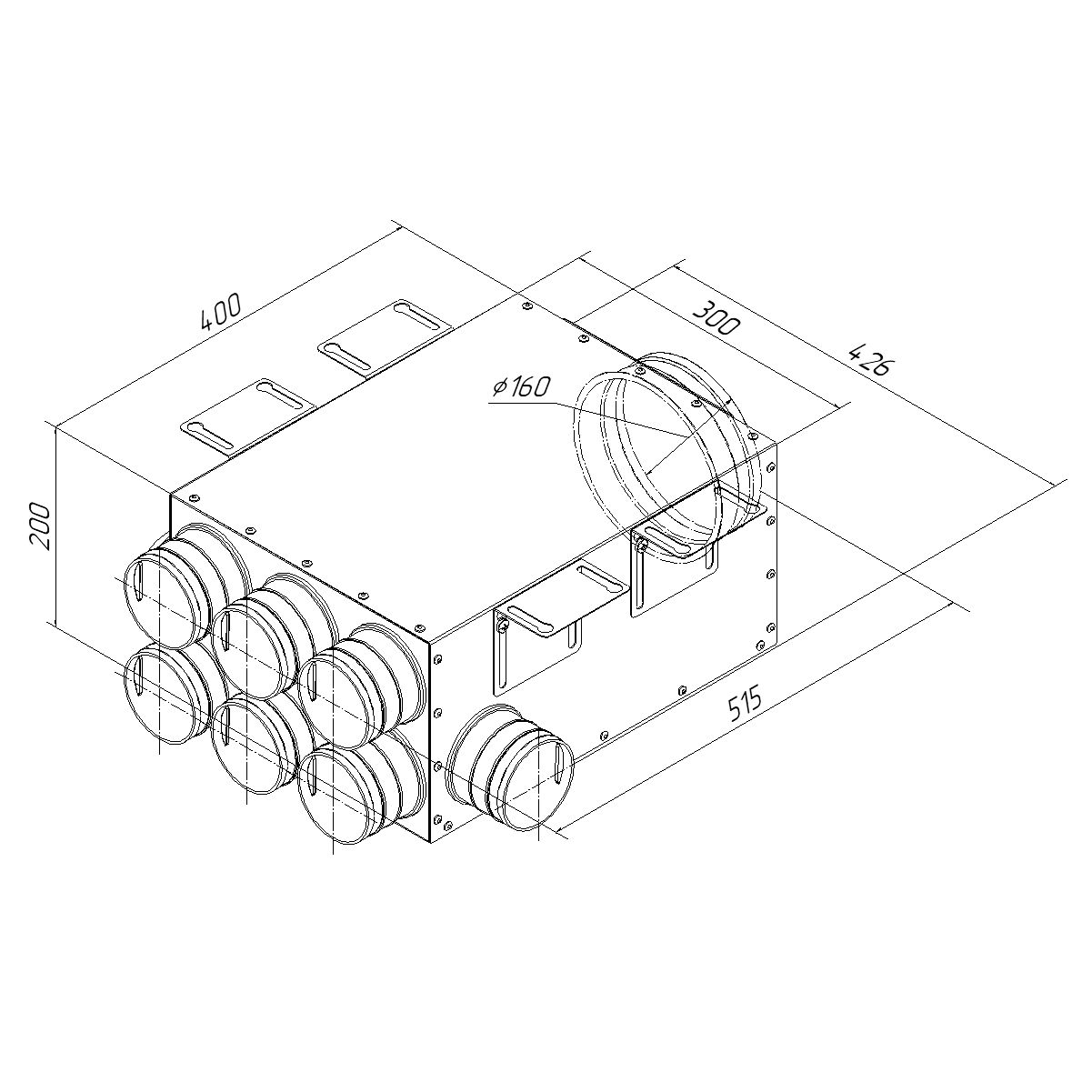 Коллектор металлический на 8 выходов KV 160/75x8 Provent