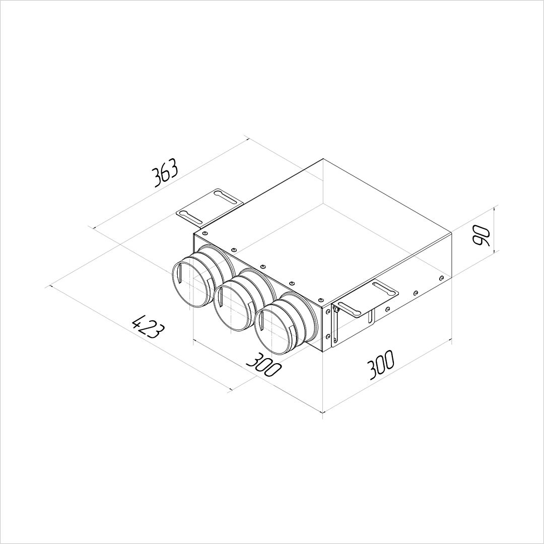 Пленум прямой прямоугольный на 3 выхода VPK 300х90/75х3 Provent купить в Санкт-Петербурге Пленум прямой прямоугольный на 3 выхода VPK 300х90/75х3 Provent