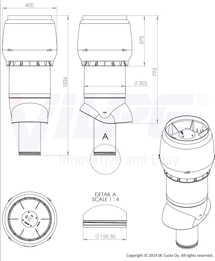 Теплоизолированный вентиляционный выход XL-160/300/700