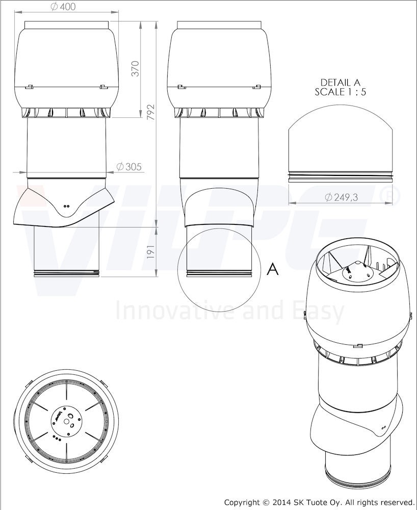 Теплоизолированный вентиляционный выход XL-250/300/700