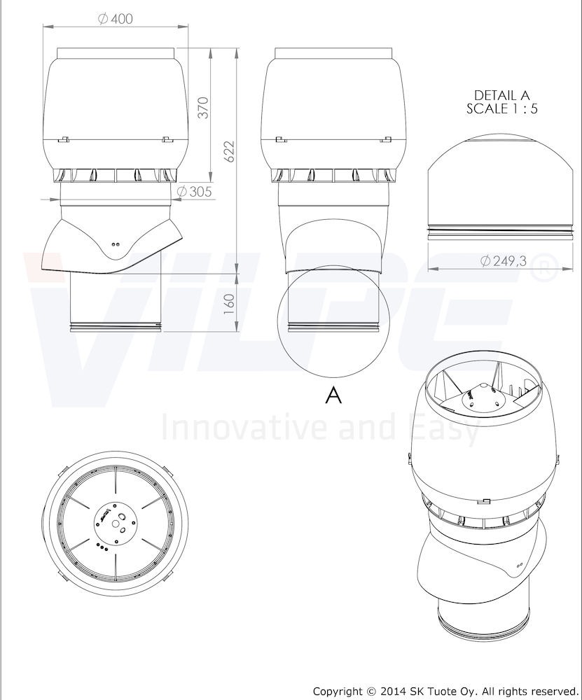 Теплоизолированный вентиляционный выход XL-250/300/500