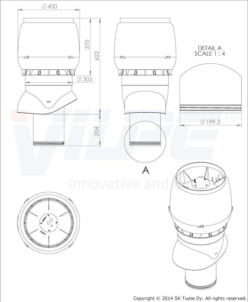 Теплоизолированный вентиляционный выход XL-200/300/500