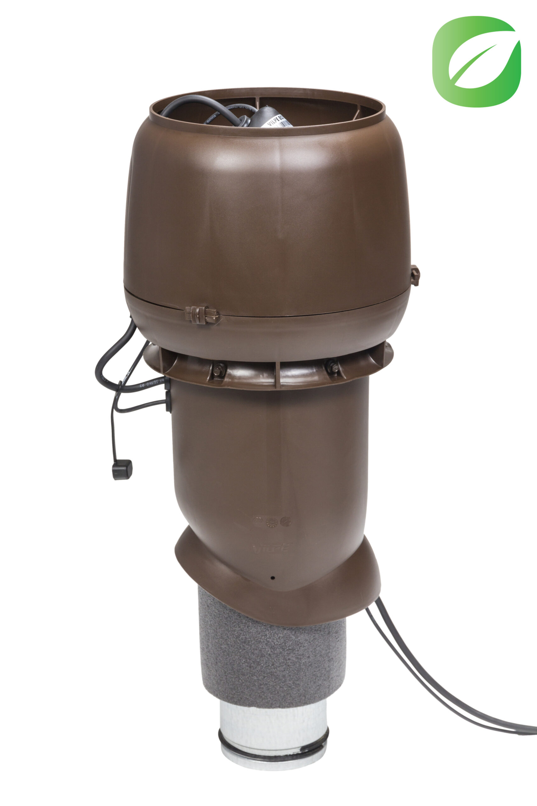 Вентилятор EСо190P/125/500 с шумопоглотителем (труба с колпаком, инструкция, шурупы) Vilpe, коричневый (аналог RR32, RAL8017)