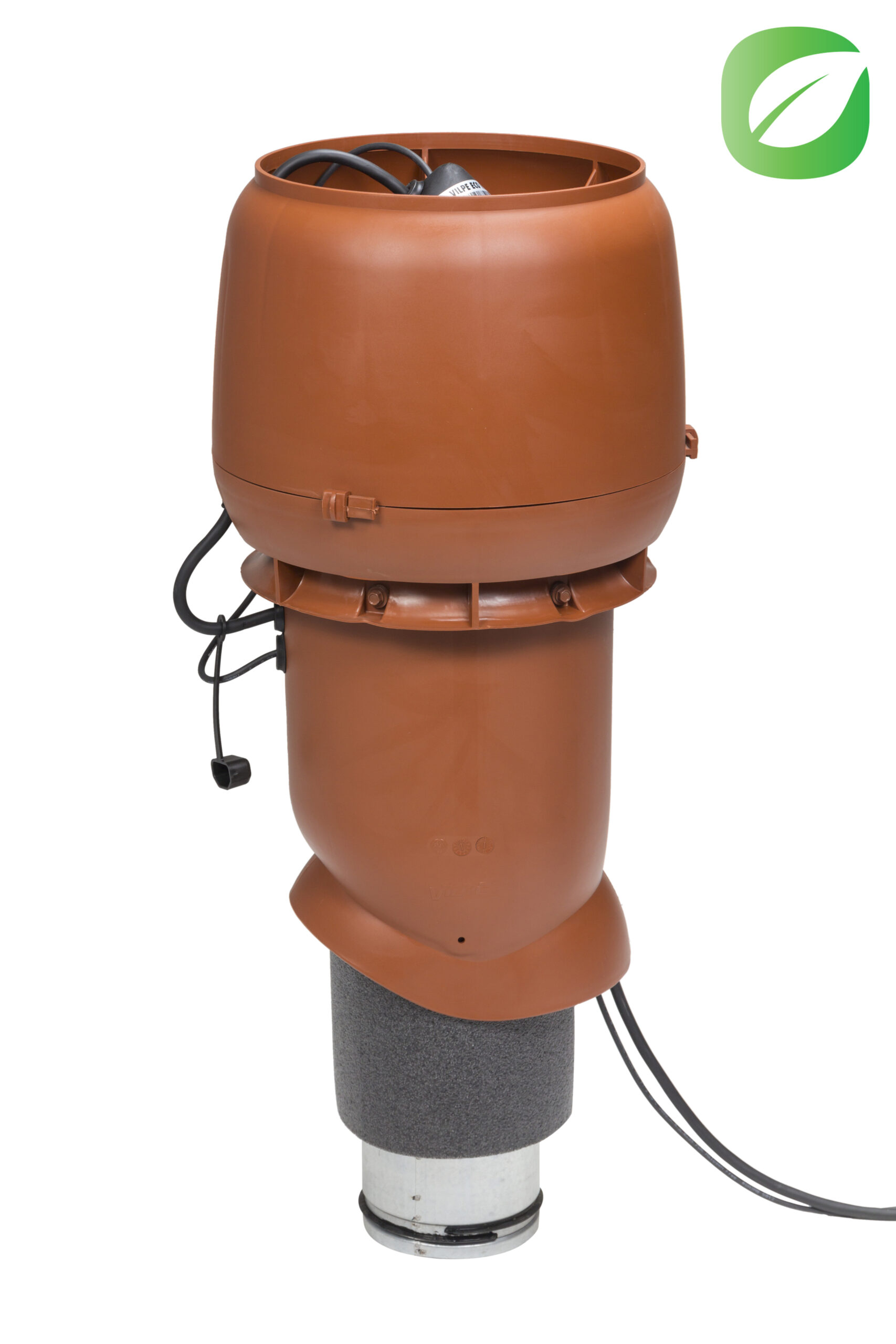 Вентилятор EСо190P/125/500 с шумопоглотителем (труба с колпаком, инструкция, шурупы) Vilpe, кирпичный (аналог RR750, RAL8004)