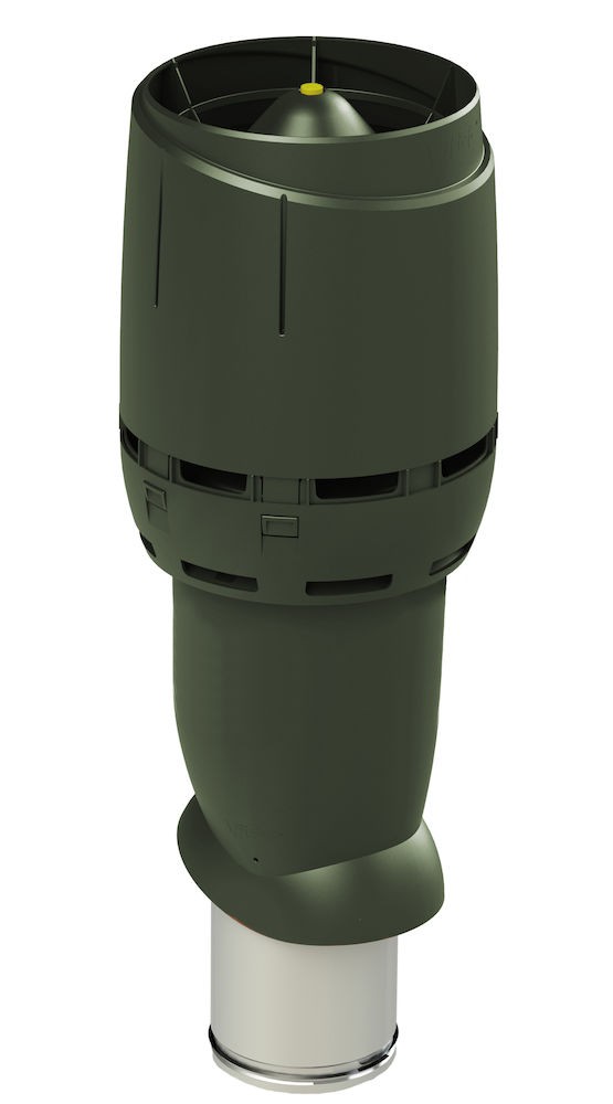 Теплоизолированный вентиляционный выход 160/225/700 FLOW подходит проходной элемент для труб D110–160 мм Vilpe, зеленый (аналог RR11, RAL6020)