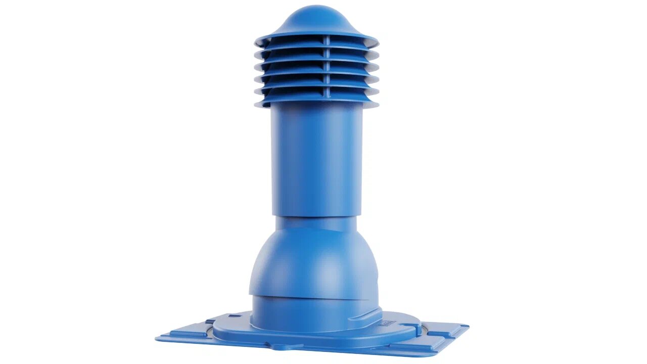 Труба вентиляционная с универсальным проходным элементом 110/550 (неутепленная), синий