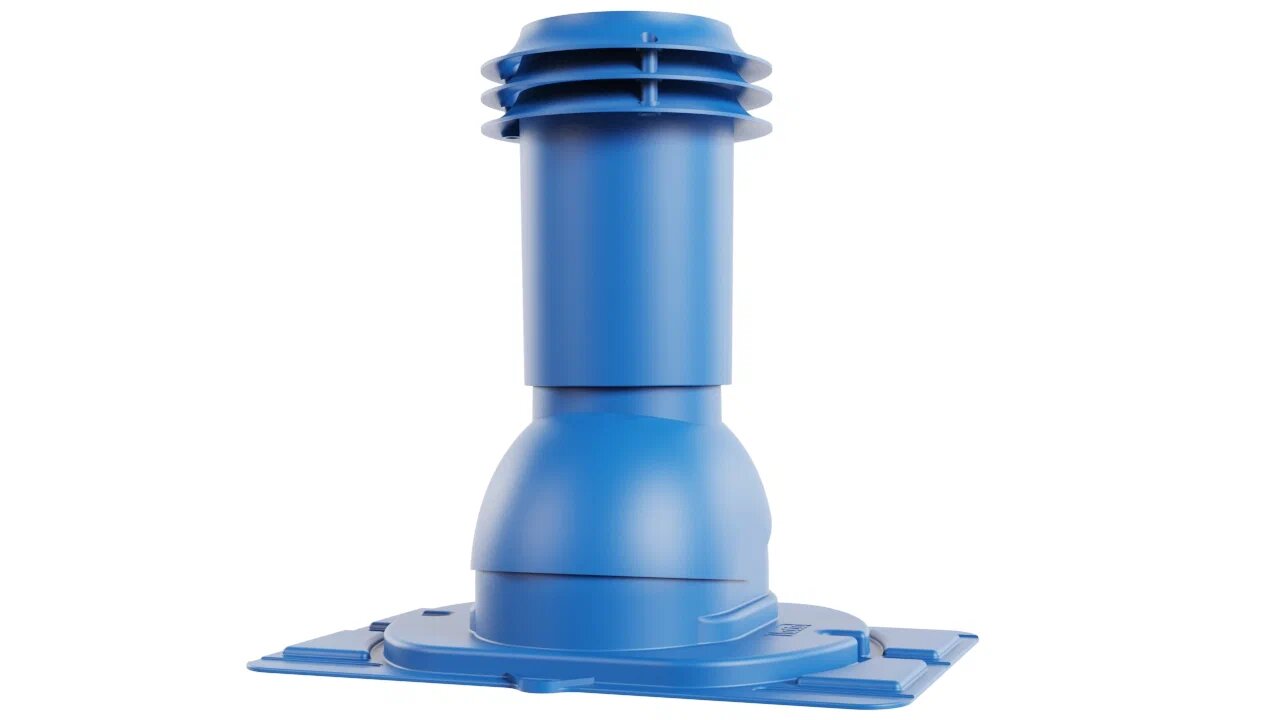 Выход вентиляции канализации с универсальным проходным элементом, синий