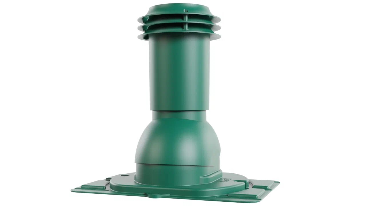 Выход вентиляции канализации с универсальным проходным элементом, темно-зеленый