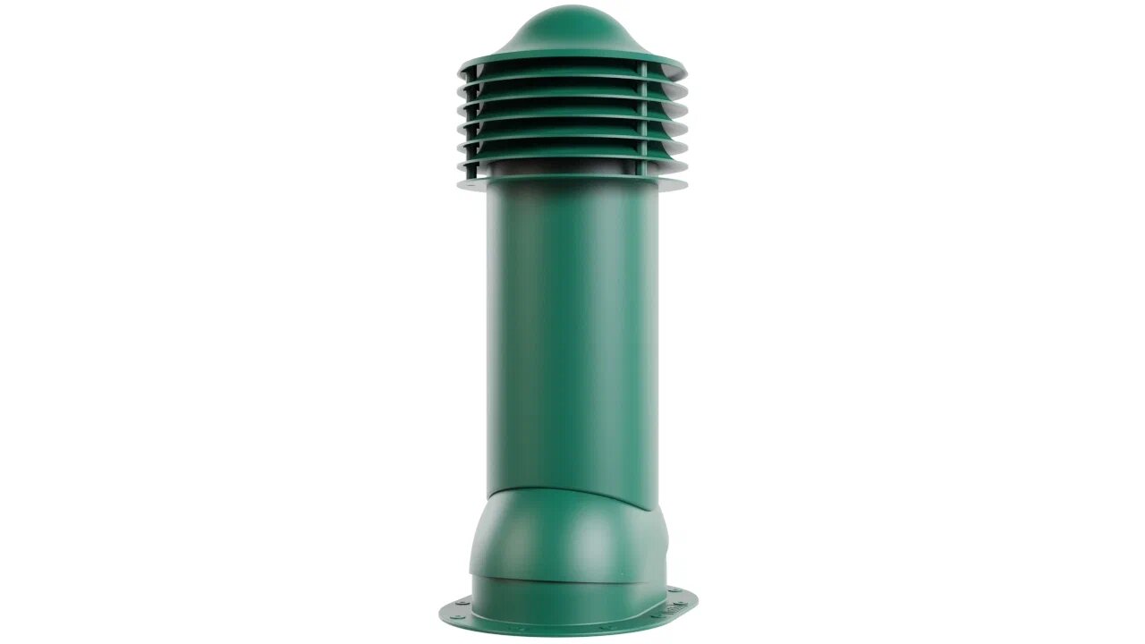 Труба вентиляционная для готовой мягкой и фальцевой кровли 150/650 (утепленная), темно-зеленый