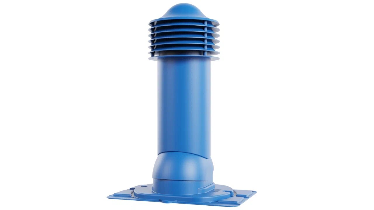 Труба вентиляционная с универсальным проходным элементом 110-125/650 (неутепленная), синий
