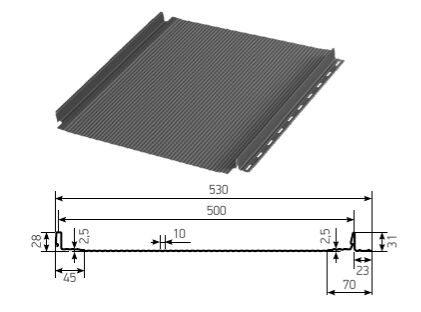 Фальцевая панель AQUACLICK Бриз 0.50мм Zn180 9005 (черный) Rooftop Бархат без подгиба {длины по списку} купить в Санкт-Петербурге