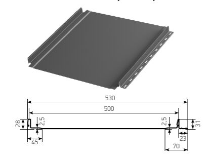 Фальцевая панель AQUACLICK Эталон 0.50мм Zn275 PU Matt с подгибом {длины по списку} купить в Санкт-Петербурге