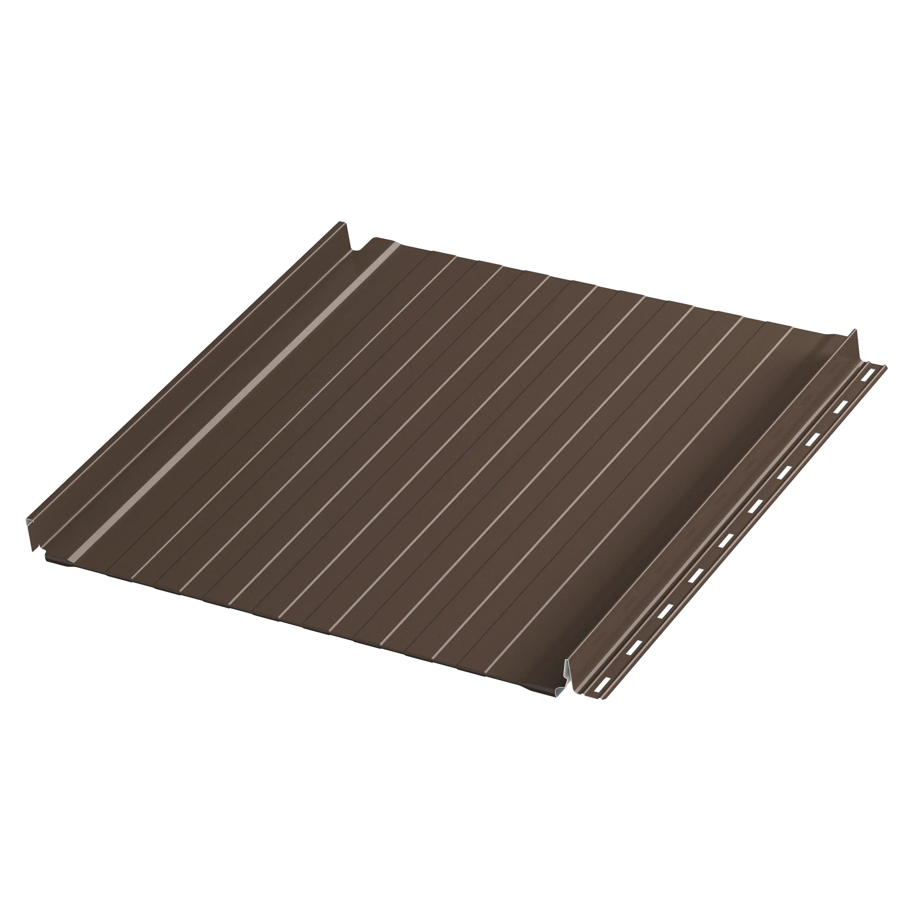 Фальцевая панель AQUACLICK Силуэт-8 0.50мм Zn140 RR32 (темно-коричневый) ПЭ с подгибом {длины по списку} купить в Санкт-Петербурге