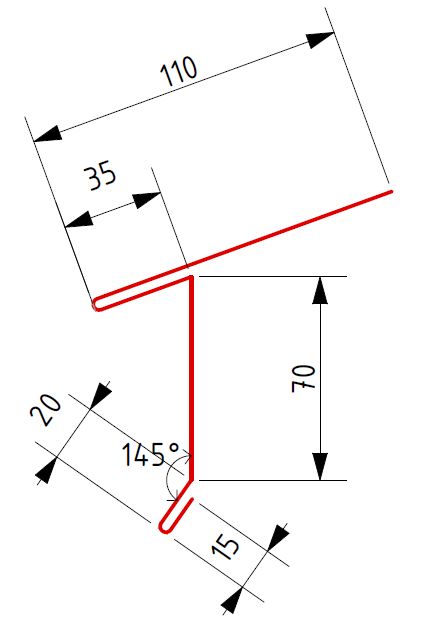 Карнизная планка для фальца 110х35х70х20-2000мм Pural (Matt) BT, Карнизная планка для фальца