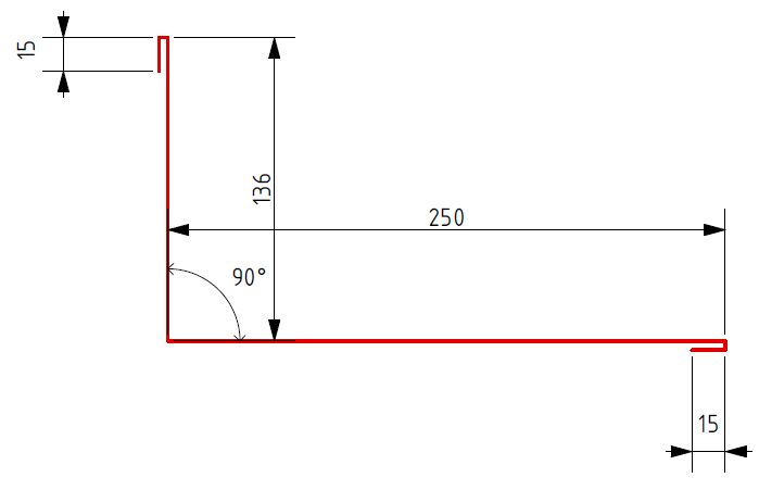 Планка примыкания 90° 136х250-2000мм Rooftop Matte (Стальной бархат), планка примыкания