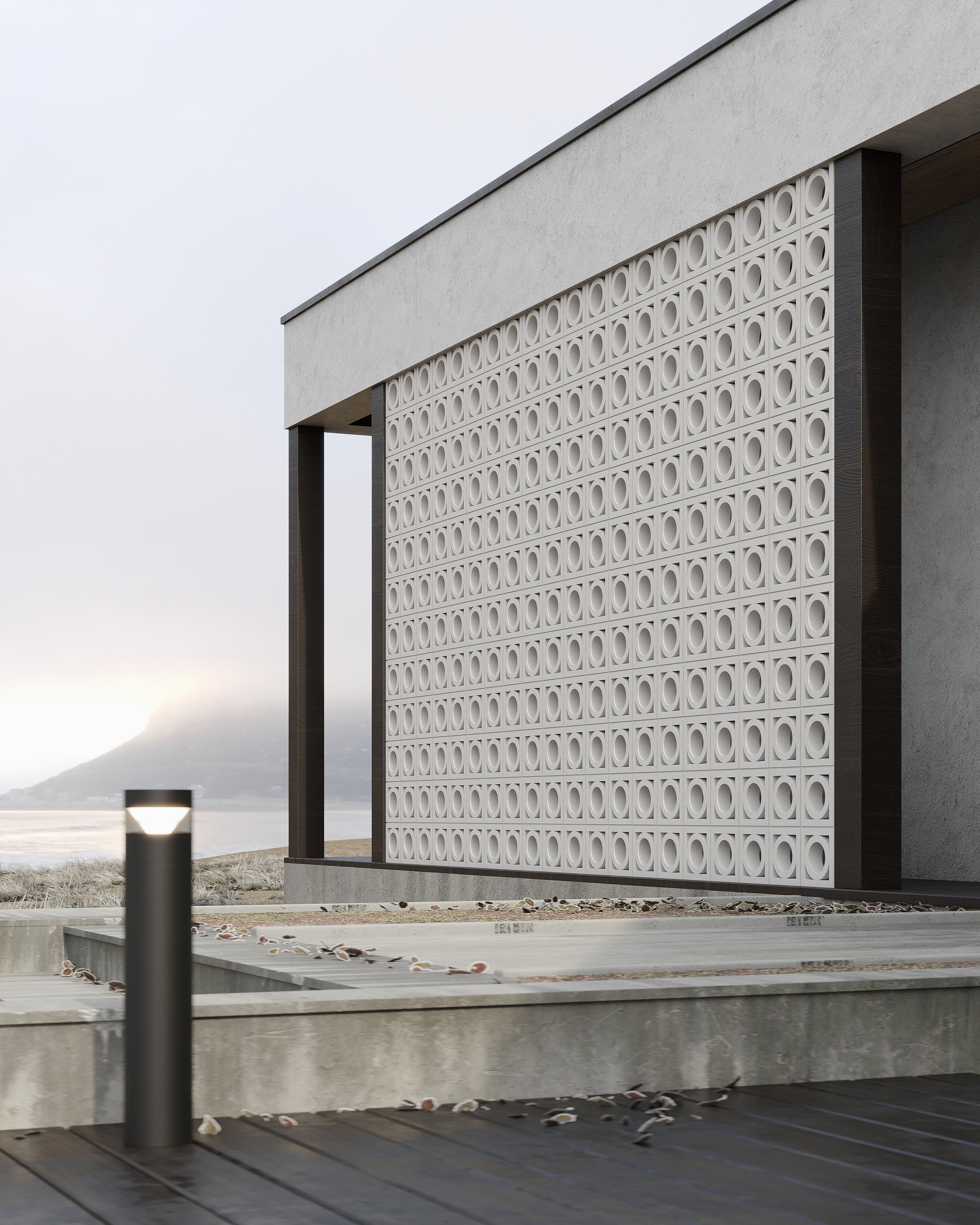 Блок архитектурный шлифованный Pipe (Пайп)-50 LUX серый 250х250мм Nokkel