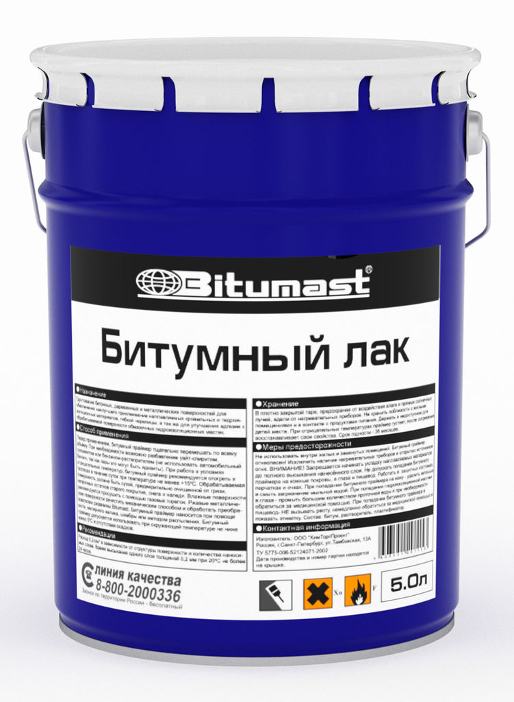 Битумный лак Bitumast, 5л (4 шт/упаковка), битумный лак Bitumast (Битумаст)