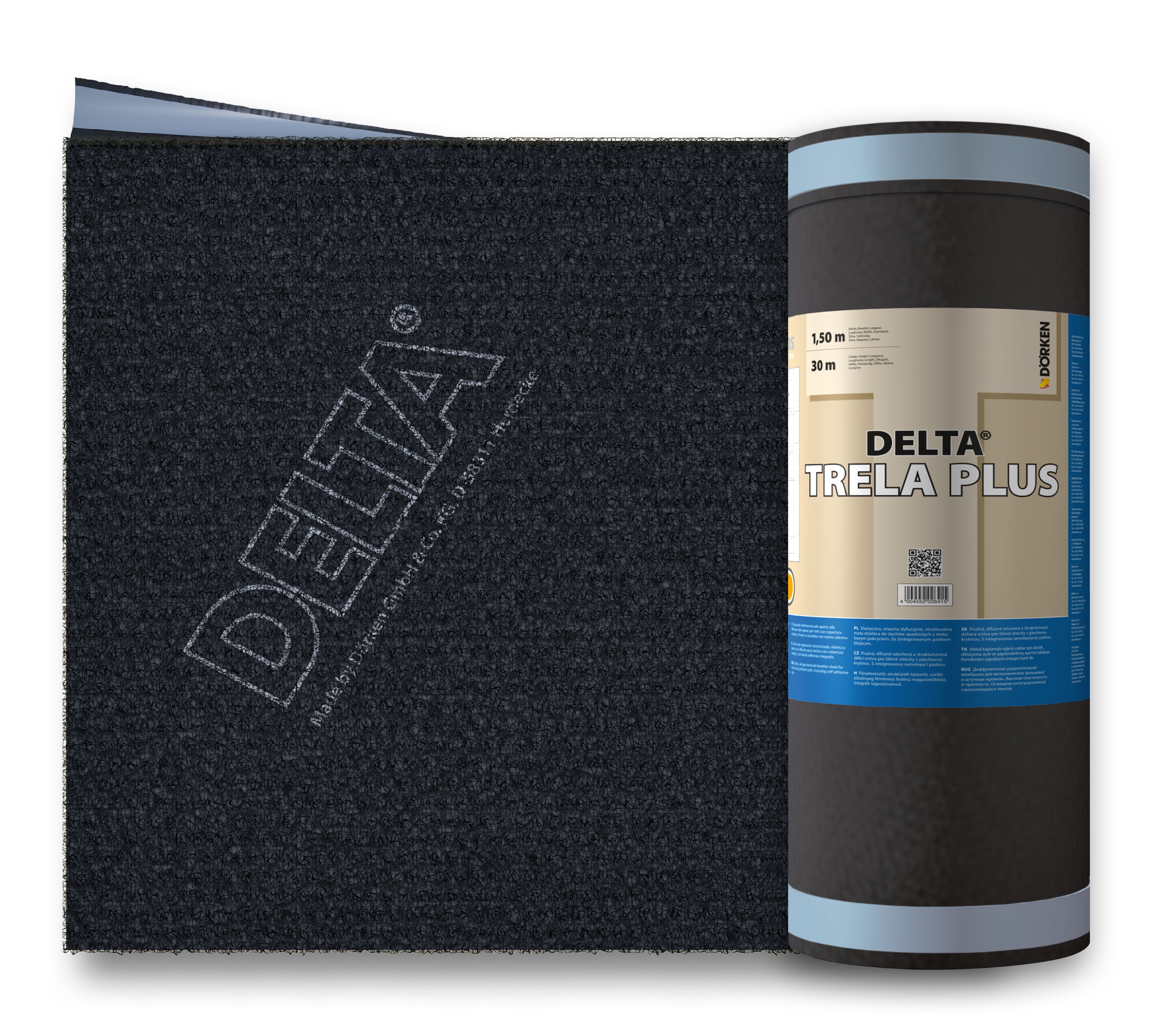 Объёмная диффузионная мембрана DELTA-TRELA PLUS 1,5х30м 45м², Объемная диффузионная мембрана DELTA TRELA PLUS 1.5х30м 45м2